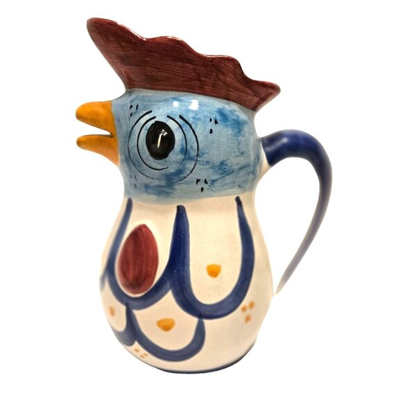 SOLIMENE POTTERY VIETRI Italian Hand Painted Pitcher Jug Chicken Hen 8.5'' - Picture 1 of 5